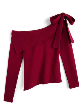 2Wayアシンメトリーリボンニットトップス