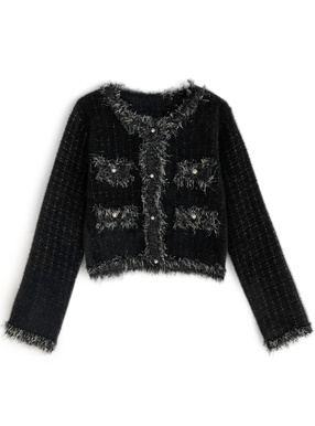 フリンジシャギーニットカーディガン