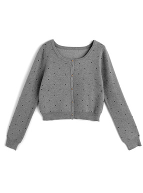 ドット柄ジャガードニットカーディガン