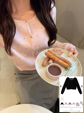 ドット柄ジャガードニットカーディガン