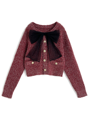 チュールリボンラメニットトップス