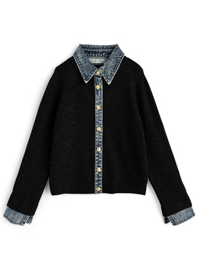 デニムドッキングニットカーディガン