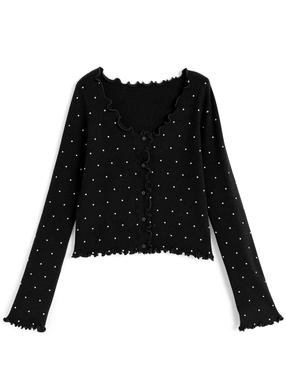 ドット柄メロウニットカーディガン