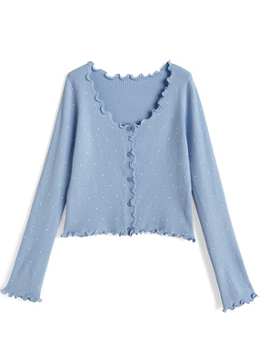 ドット柄メロウニットカーディガン