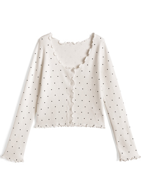 ドット柄メロウニットカーディガン