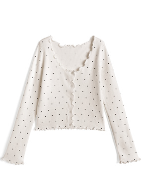 ドット柄メロウニットカーディガン