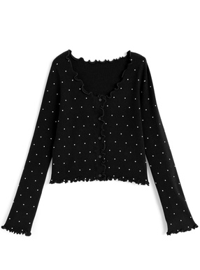 ドット柄メロウニットカーディガン