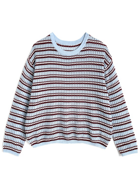 2Wayボーダー柄シアーニットトップス