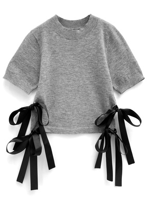 サイドダブルリボンニットトップス