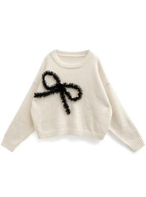 チュールリボンニットトップス