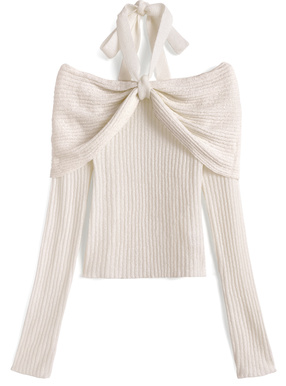 2wayオフショルリボンニット