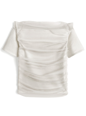 オフショルチュールレイヤードニットトップス