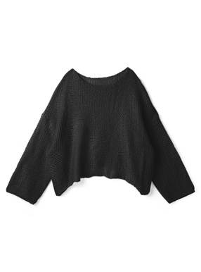 透かし編みモヘヤタッチワイドスリーブニットトップス