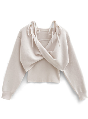 クロストップスxリボンキャミソールニットアンサンブル