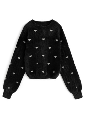 ラメハートシャギーニットトップス