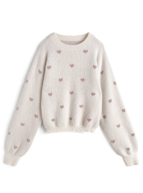 ラメハートシャギーニットトップス