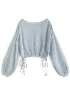 ドロストリボンラメニットトップス