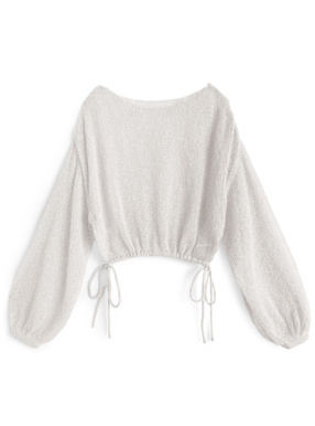 ドロストリボンラメニットトップス