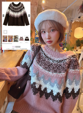 ノルディック柄ニットトップス