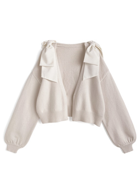 ショルダーリボンニットカーディガン