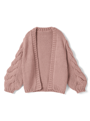 ハンドケーブル編みニットカーディガン