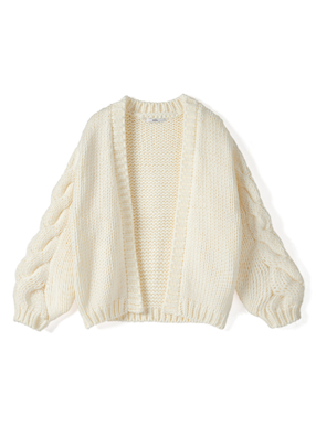 ハンドケーブル編みニットカーディガン