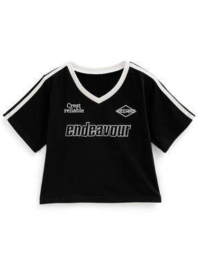ラインスポーツロゴ刺繍Tシャツ