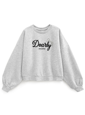 ロゴ刺繍パールリボンスウェットトップス