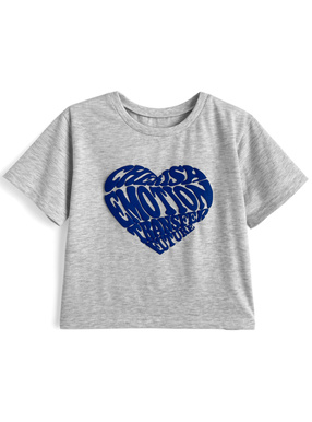 発泡ハートロゴショート丈Tシャツ