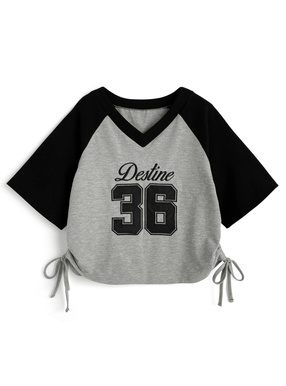 配色ナンバーロゴ刺繍サイドドロストTシャツ