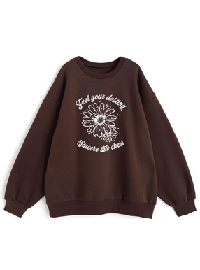ラインストーンフラワーロゴスウェット