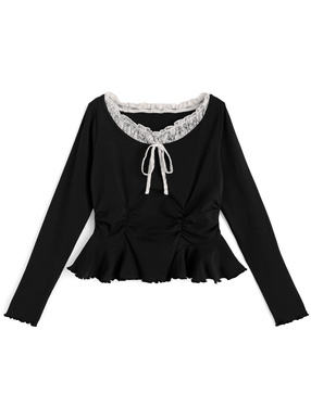 レースレイヤード風ペプラムメロウトップス