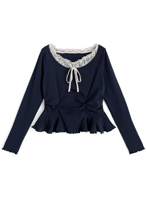 レースレイヤード風ペプラムメロウトップス