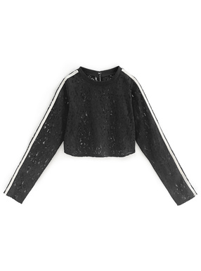 サイドラインレースショート丈トップス