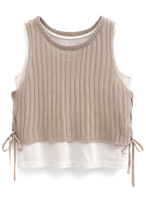 サイドレースアップベスト×タンクトップアンサンブル