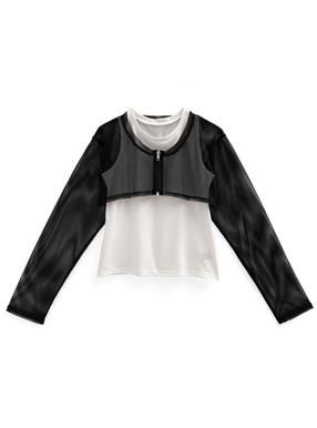 メッシュショートボレロ×タンクトップアンサンブル