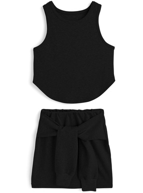 タンクトップ×フェイクスリーブスカートセットアップ