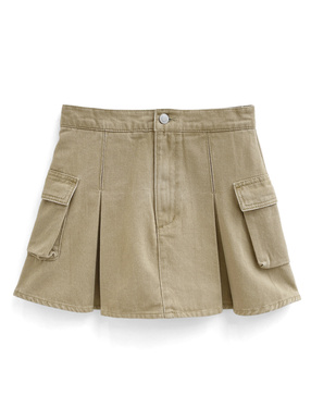 インパン裏地付きプリーツカーゴミニスカート