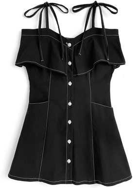 ショルダーリボンオフショルダーミニワンピース