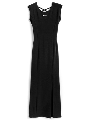 バックオープンリボンノースリーブワンピース