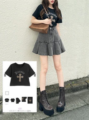 ロゴレオパード柄クロスTシャツ