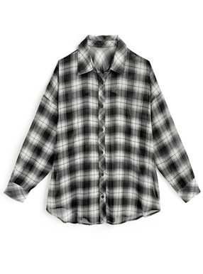 チェック柄シアーシャツ