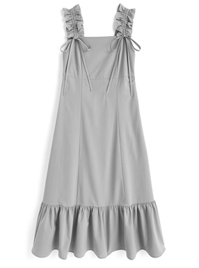 シャーリングストラップフレアワンピース