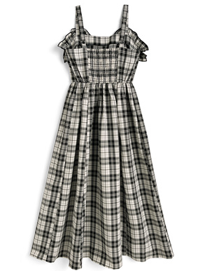 チェック柄フリルキャミソールワンピース