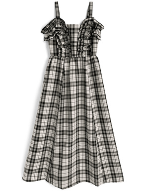 チェック柄フリルキャミソールワンピース