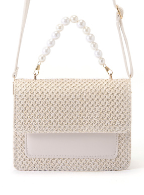 2Wayパールハンドルペーパースクエアフラップバッグ