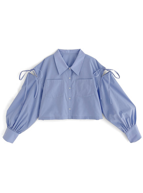 スリットリボンショート丈シャツ