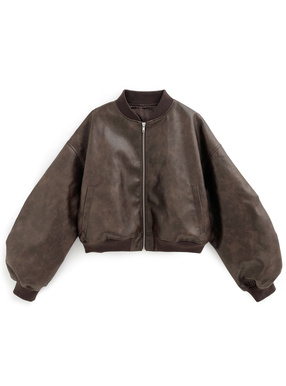 レザーショート丈ブルゾン