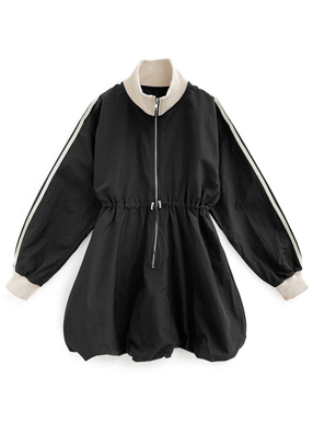 ラインジップバルーンミニワンピース