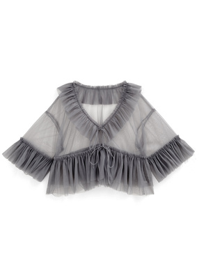 チュールフリルシアーブラウス